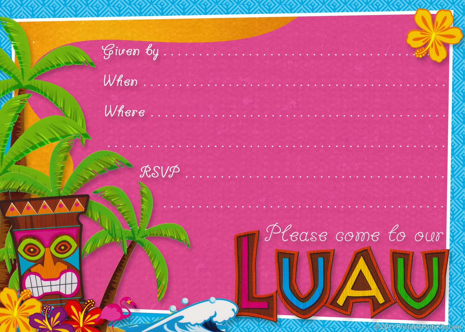 Blank Hawaiian Party Invitations â March 2017 Calendar